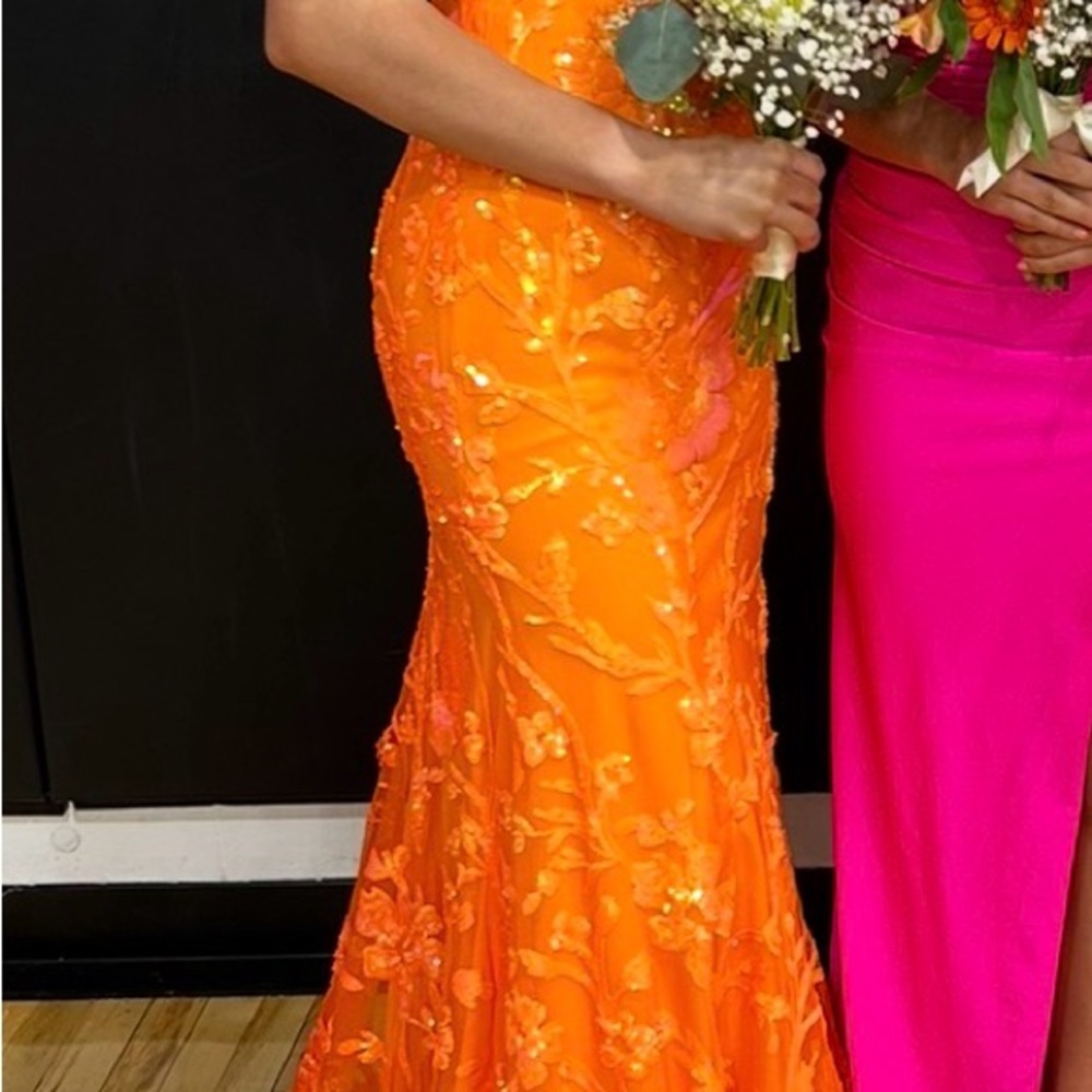 Elegant Orange Floral Women Dress